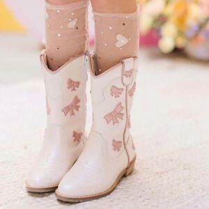 Wild + Rae Kids' Boots with Pink Bow Details. Wild and Rae